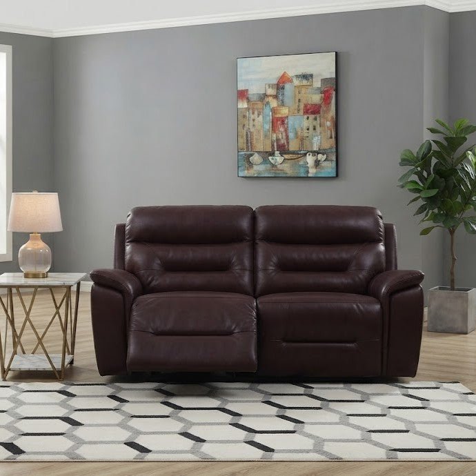 Darwin Mahogany Leather Electric Power Recliner Sofa - 3, 2 & 1 Seater - Preston Luxury Furniture
