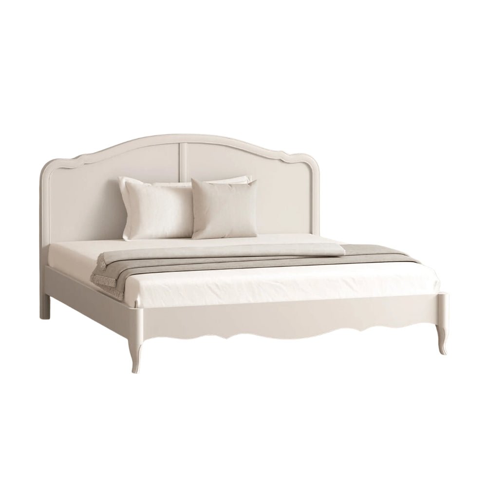 Elegant Cream White Painted Frame With Scalloped - Preston Luxury Furniture - bed