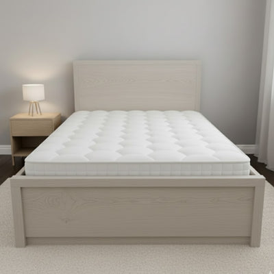 Modern Wooden Bed with Panel Headboard