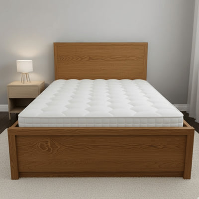 Modern Wooden Bed with Panel Headboard