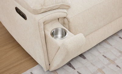 Boston Beige Electric Recliner Corner Sofa with Cup Holders & Storage - Preston Luxury Furniture