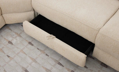 Boston Beige Electric Recliner Corner Sofa with Cup Holders & Storage - Preston Luxury Furniture