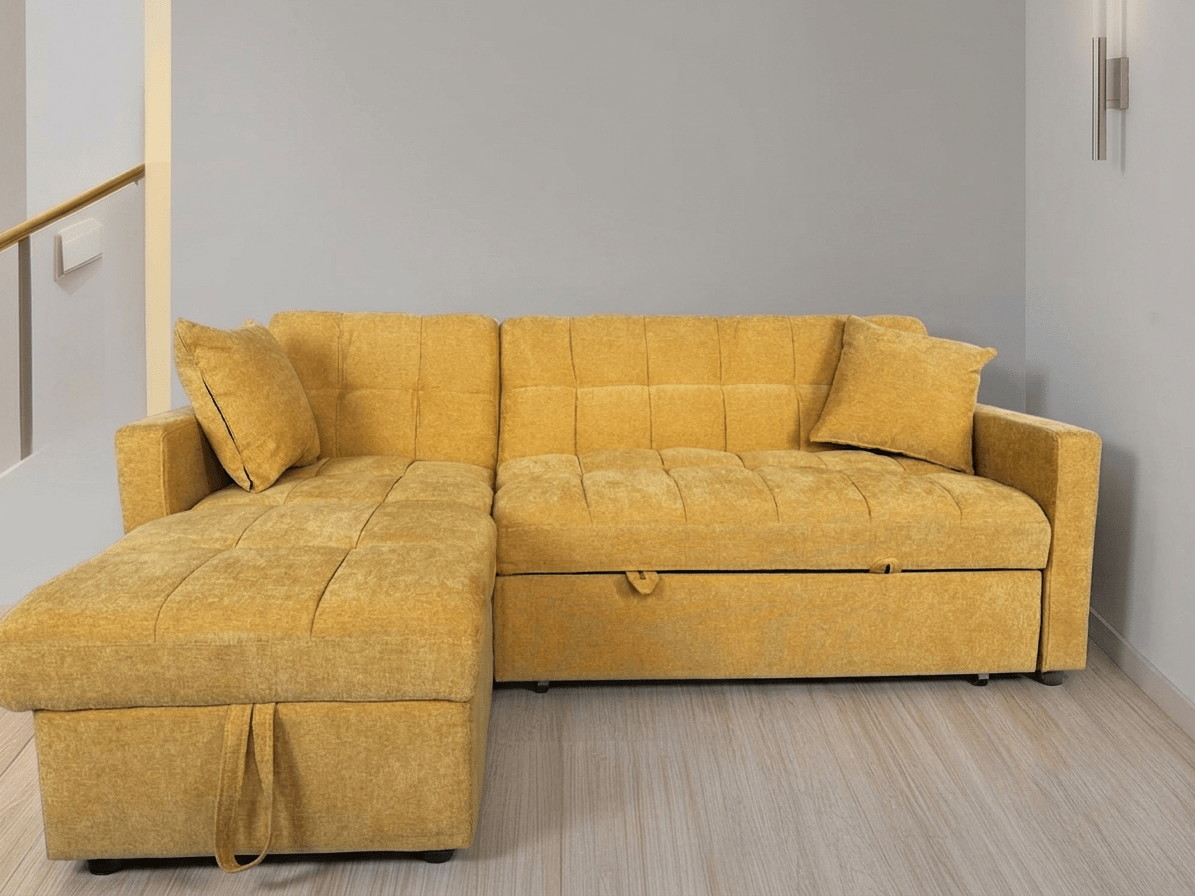 Carson Fabric Corner Sofa Bed with Storage – Modern Pull-Out Design - Preston Luxury Furniture -