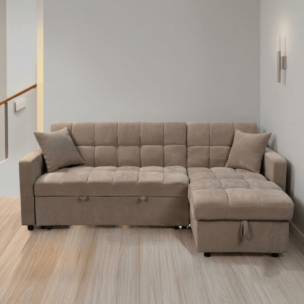 Carson Fabric Corner Sofa Bed with Storage – Modern Pull-Out Design - Preston Luxury Furniture -