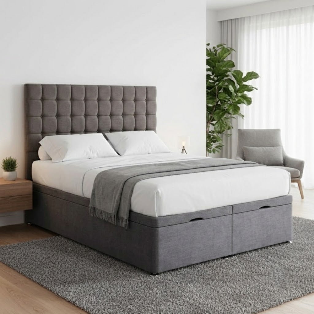 Chester Grey Ottoman Storage Bed - Preston Luxury Furniture