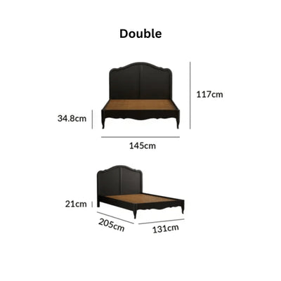 Classic Dark Oak Black Painted French Country Bed - Preston Luxury Furniture - bed