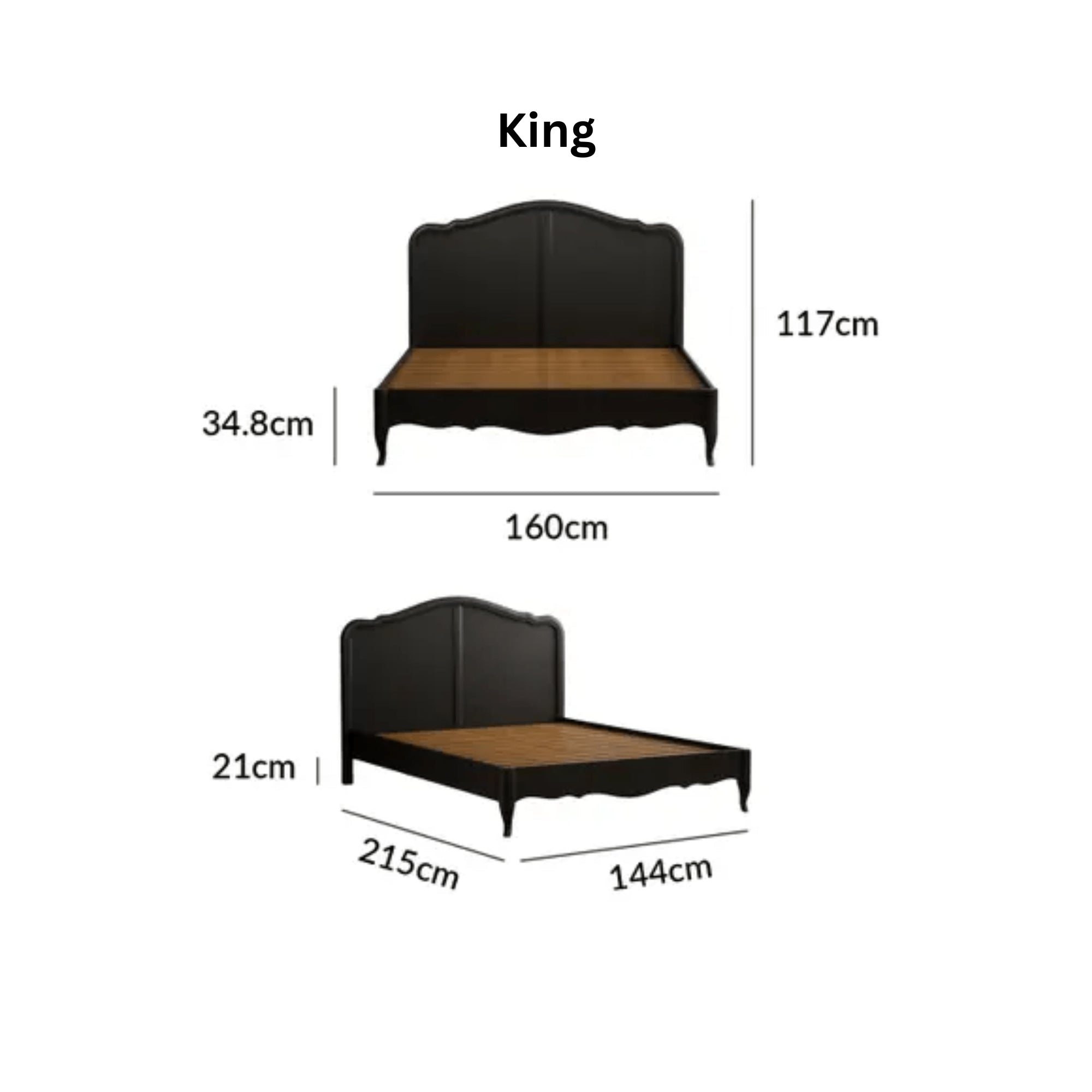 Classic Dark Oak Black Painted French Country Bed - Preston Luxury Furniture - bed
