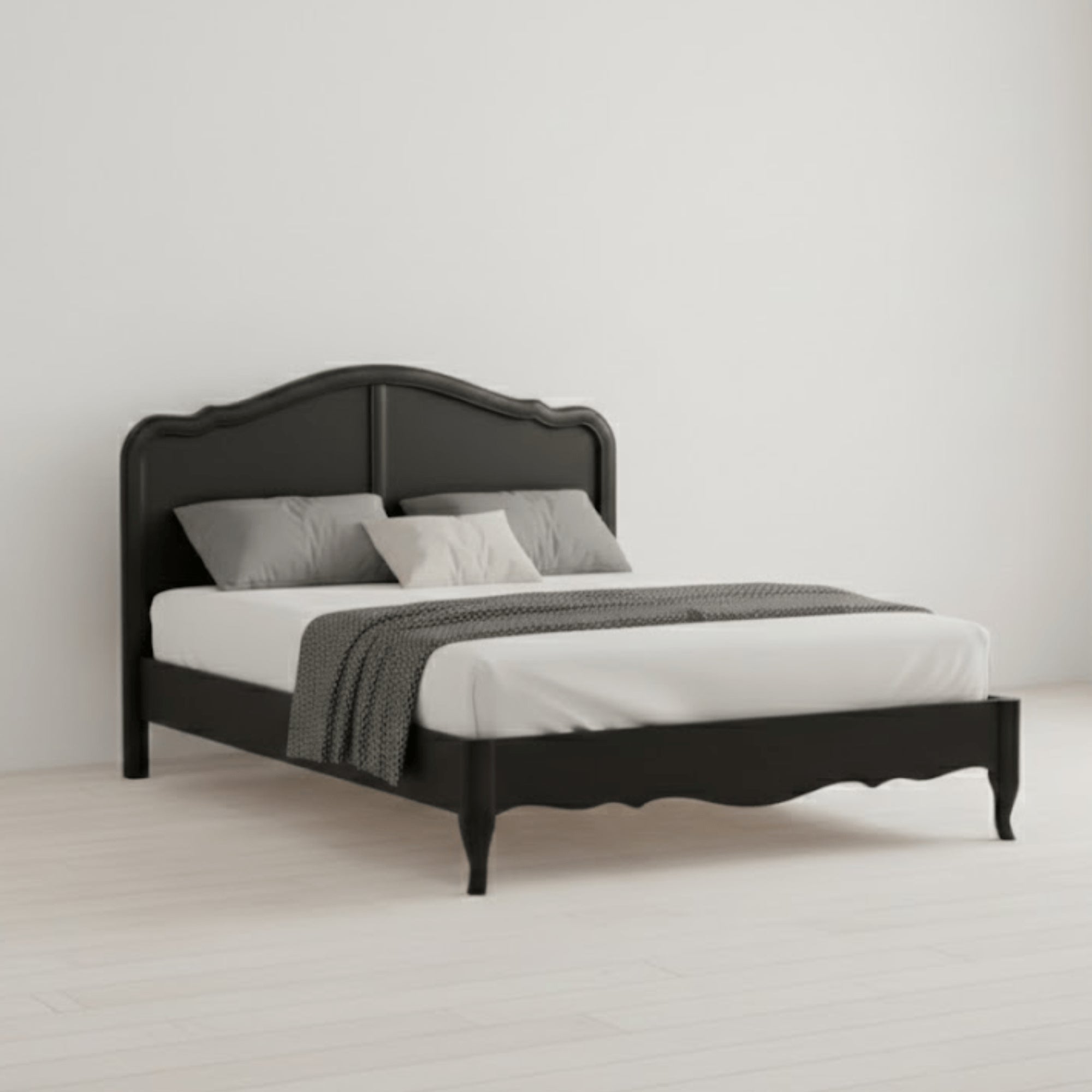 Classic Dark Oak Black Painted French Country Bed - Preston Luxury Furniture - bed