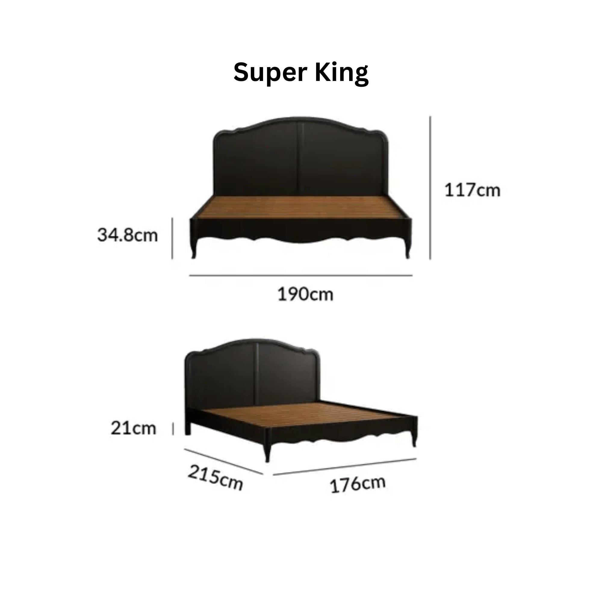 Classic Dark Oak Black Painted French Country Bed - Preston Luxury Furniture - bed