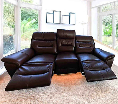 Darwin Mahogany Leather Electric Power Recliner Sofa - 3, 2 & 1 Seater - Preston Luxury Furniture