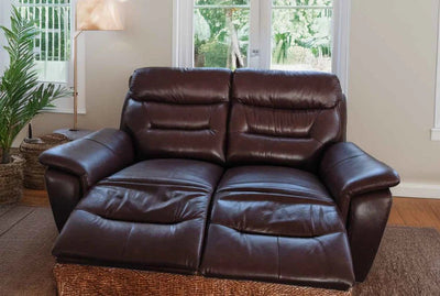 Darwin Mahogany Leather Electric Power Recliner Sofa - 3, 2 & 1 Seater - Preston Luxury Furniture