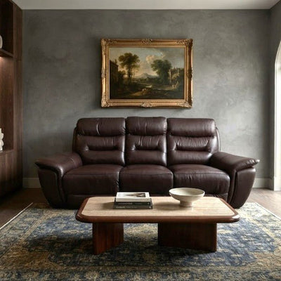 Darwin Mahogany Leather Electric Power Recliner Sofa - 3, 2 & 1 Seater - Preston Luxury Furniture