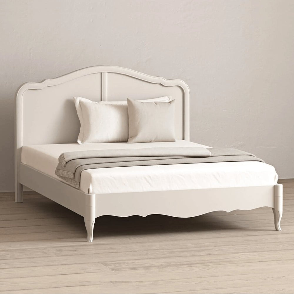Elegant Cream White Painted Frame With Scalloped - Preston Luxury Furniture - bed
