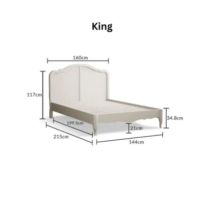 Elegant Cream White Painted Frame With Scalloped - Preston Luxury Furniture - bed