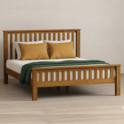Harrogate Rustic Solid Oak Bed - Preston Luxury Furniture - Wooden Beds