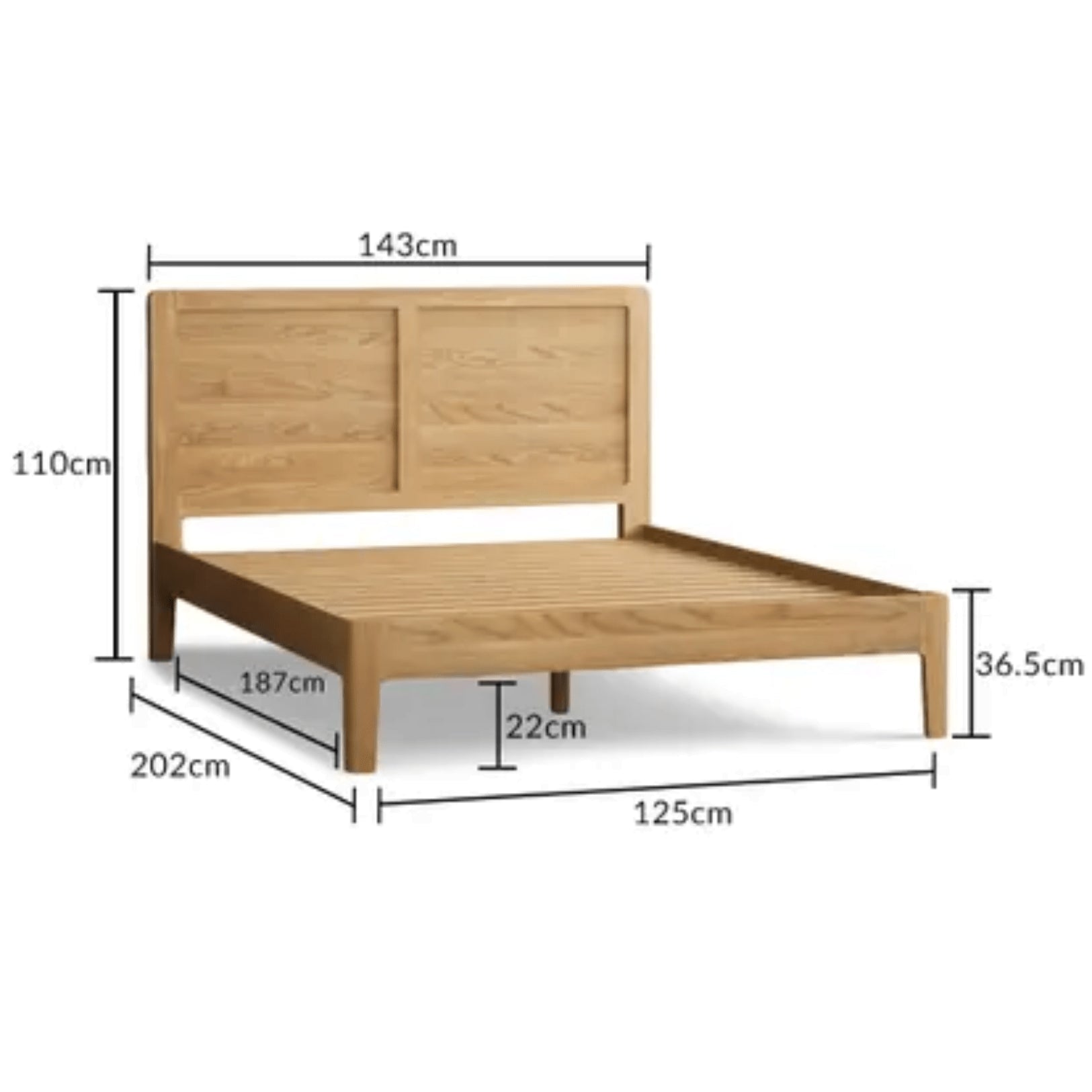 Loxton Solid Oak Double Bed - Preston Luxury Furniture