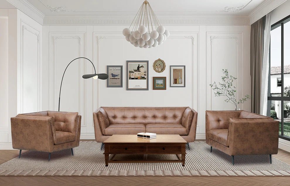 The Melbourne Suite - Brown Faux Leather Available as a 1, 2, or 3-seater - Preston Luxury Furniture