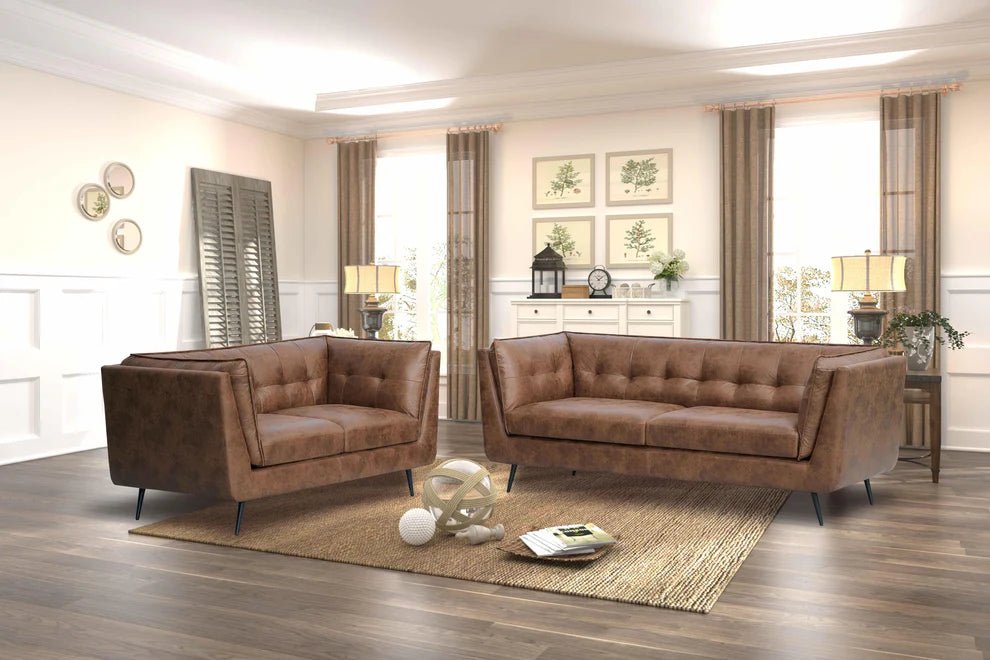 The Melbourne Suite - Brown Faux Leather Available as a 1, 2, or 3-seater - Preston Luxury Furniture