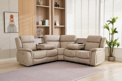 The Stanley Electric Recliner Corner Sofa with Built in Cup Holders - Preston Luxury Furniture-