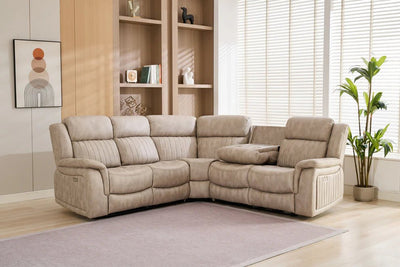 The Stanley Electric Recliner Corner Sofa with Built in Cup Holders - Preston Luxury Furniture-