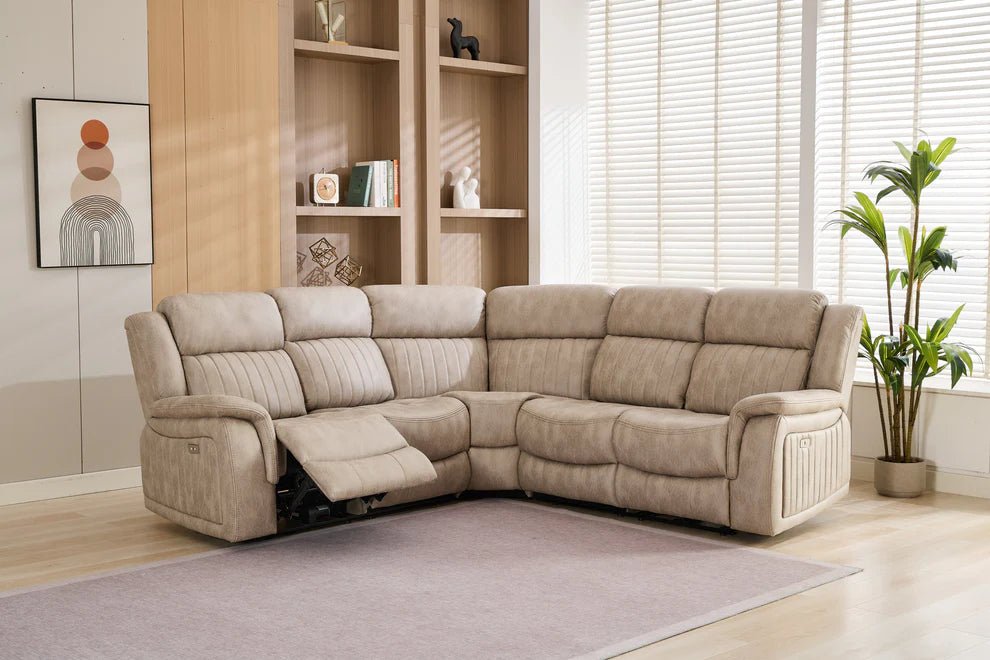 The Stanley Electric Recliner Corner Sofa with Built in Cup Holders - Preston Luxury Furniture-