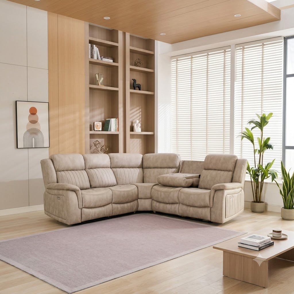 The Stanley Electric Recliner Corner Sofa with Built in Cup Holders - Preston Luxury Furniture-