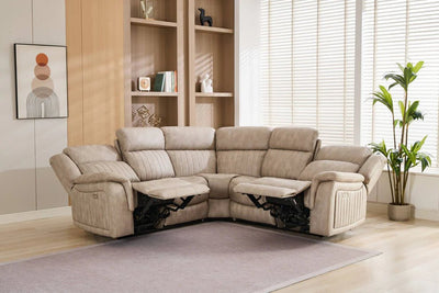 The Stanley Electric Recliner Corner Sofa with Built in Cup Holders - Preston Luxury Furniture-